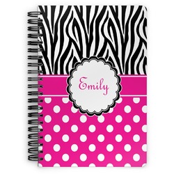 Zebra Print & Polka Dots Spiral Notebook (Personalized)