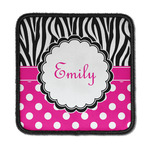 Zebra Print & Polka Dots Iron On Square Patch w/ Name or Text