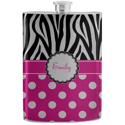 Zebra Print & Polka Dots Stainless Steel Flask (Personalized)