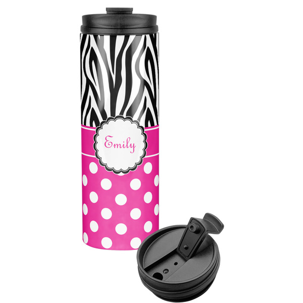 Custom Zebra Print & Polka Dots Stainless Steel Skinny Tumbler (Personalized)