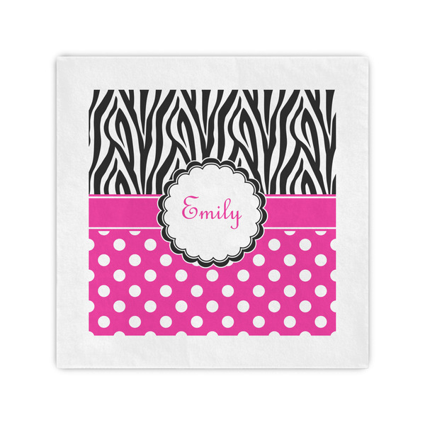 Custom Zebra Print & Polka Dots Cocktail Napkins (Personalized)