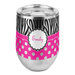 Zebra Print & Polka Dots Stemless Wine Tumbler - Full Print (Personalized)