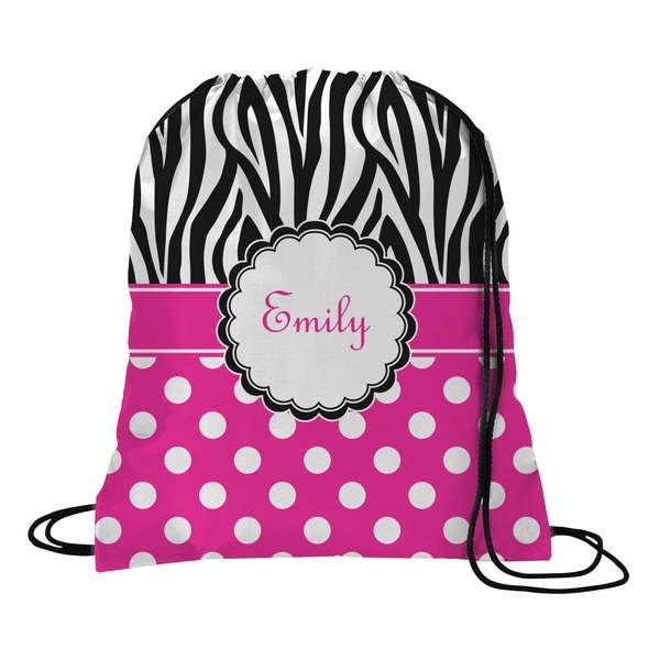 Custom Zebra Print & Polka Dots Drawstring Backpack (Personalized)