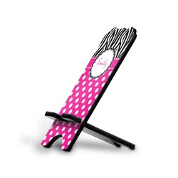 Zebra Print & Polka Dots Stylized Cell Phone Stand - Large (Personalized)