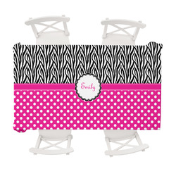 Zebra Print & Polka Dots Tablecloth - 58"x102" (Personalized)