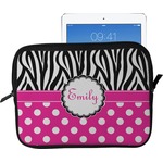 Zebra Print & Polka Dots Tablet Case / Sleeve - Large (Personalized)