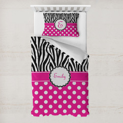 Zebra Print & Polka Dots Toddler Bedding Set - With Pillowcase (Personalized)