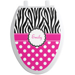 Zebra Print & Polka Dots Toilet Seat Decal - Elongated (Personalized)