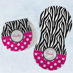 Zebra Print & Polka Dots Burp Pads - Velour - Set of 2 w/ Name or Text