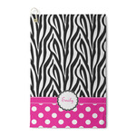 Zebra Print & Polka Dots Waffle Weave Golf Towel (Personalized)