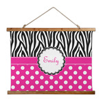 Zebra Print & Polka Dots Wall Hanging Tapestry - Wide (Personalized)