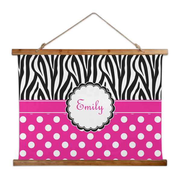 Custom Zebra Print & Polka Dots Wall Hanging Tapestry - Wide (Personalized)