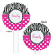 Zebra Print & Polka Dots White Plastic 5.5" Stir Stick - Double Sided - Round - Front & Back