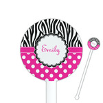 Zebra Print & Polka Dots 5.5" Round Plastic Stir Sticks - White - Single Sided (Personalized)