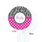 Zebra Print & Polka Dots White Plastic 7" Stir Stick - Single Sided - Round - Front & Back