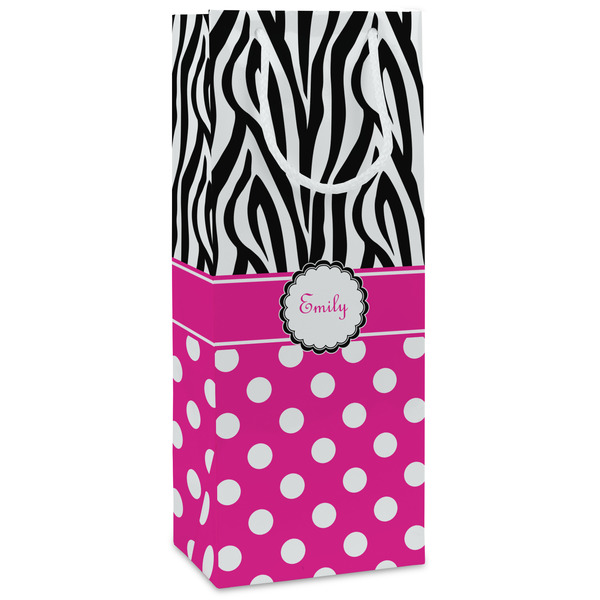 Custom Zebra Print & Polka Dots Wine Gift Bags (Personalized)