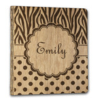 Zebra Print & Polka Dots Wood 3-Ring Binder - 1" Letter Size (Personalized)