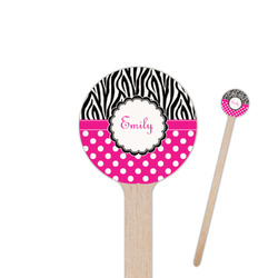 Zebra Print & Polka Dots 7.5" Round Wooden Stir Sticks - Double Sided (Personalized)