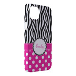 Zebra Print & Polka Dots iPhone Case - Plastic - iPhone 14 Pro Max (Personalized)