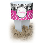 Zebra Print & Polka Dots White Beach Spiker Drink Holder (Personalized)