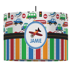 Transportation & Stripes 16" Drum Pendant Lamp - Fabric (Personalized)