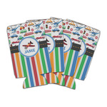 Transportation & Stripes Can Cooler (16 oz) - Set of 4 (Personalized)