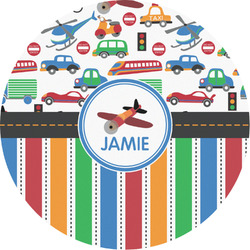 Transportation & Stripes Multipurpose Round Labels - Custom Sized (Personalized)