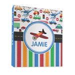 Transportation & Stripes 3 Ring Binder - Full Wrap - 1" (Personalized)