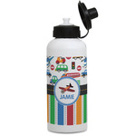 Transportation & Stripes Water Bottles - Aluminum - 20 oz - White (Personalized)