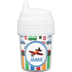 Transportation & Stripes Baby Sippy Cup (Personalized)