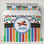 Transportation & Stripes Duvet Cover Set - King (Personalized)