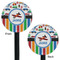 Transportation & Stripes Black Plastic 5.5" Stir Stick - Double Sided - Round - Front & Back