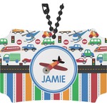 Transportation & Stripes Rear View Mirror Ornament (Personalized)