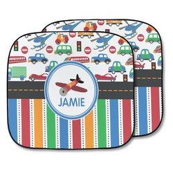 Transportation & Stripes Car Sun Shade - Two Piece (Personalized)