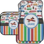 Transportation & Stripes Car Floor Mats Set - 2 Front & 2 Back (Personalized)