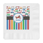 Transportation & Stripes Embossed Decorative Napkins (Personalized)