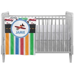 Transportation & Stripes Crib Comforter / Quilt (Personalized)