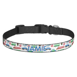 Transportation & Stripes Dog Collar - Medium (Personalized)