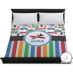 Transportation & Stripes Duvet Cover - King (Personalized)