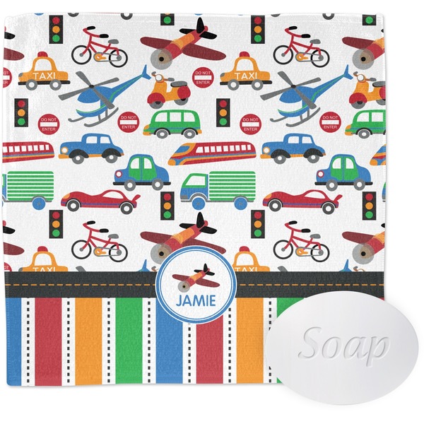 Custom Transportation & Stripes Washcloth (Personalized)