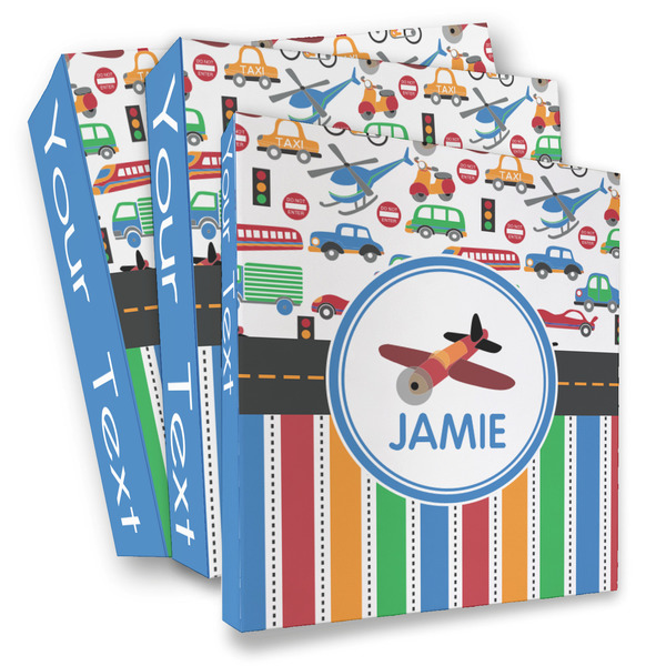 Custom Transportation & Stripes 3 Ring Binder - Full Wrap (Personalized)