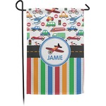 Transportation & Stripes Small Garden Flag - Double Sided w/ Name or Text