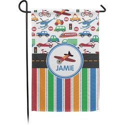 Transportation & Stripes Small Garden Flag - Double Sided w/ Name or Text