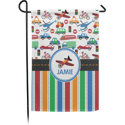 Transportation & Stripes Small Garden Flag - Single Sided w/ Name or Text