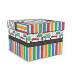 Transportation & Stripes Gift Box with Lid - Canvas Wrapped - Medium (Personalized)