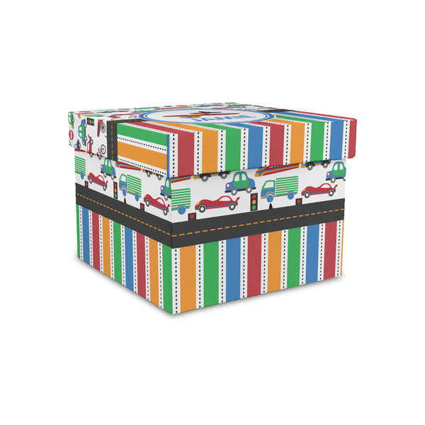 Custom Transportation & Stripes Gift Box with Lid - Canvas Wrapped - Small (Personalized)