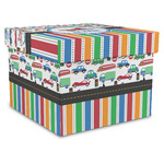 Transportation & Stripes Gift Box with Lid - Canvas Wrapped - X-Large (Personalized)