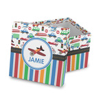 Transportation & Stripes Gift Box with Lid - Canvas Wrapped (Personalized)