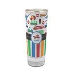 Transportation & Stripes 2 oz Shot Glass -  Glass with Gold Rim - Set of 4 (Personalized)