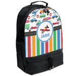 Transportation & Stripes Backpacks - Black (Personalized)